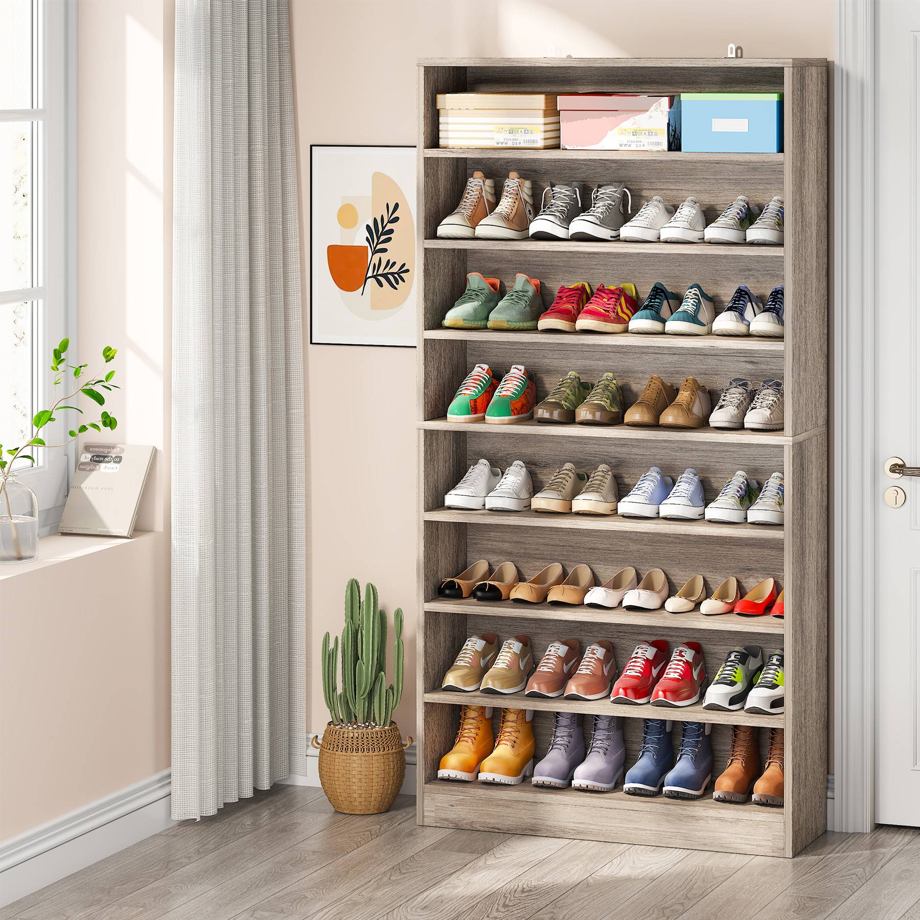 Freestanding Shoe Cabinet, 9-Tier 40-45 Pairs Shoe Storage Rack Tribesigns